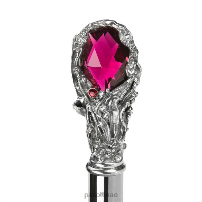 مظلة | 478 6768-1 w68 - مظلة سوداء بمقبض جوهرة حمراء فاخرة PASOTTI Z446V6